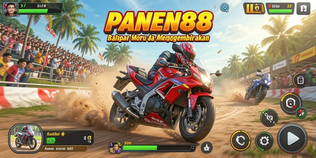 Tampilan menarik dari gameplay balapan motor di PANEN88.